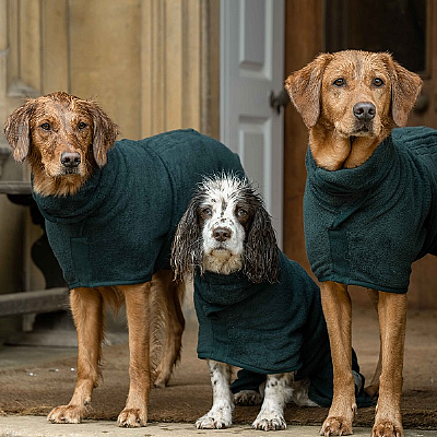 Dog Drying Coat - Dark Green